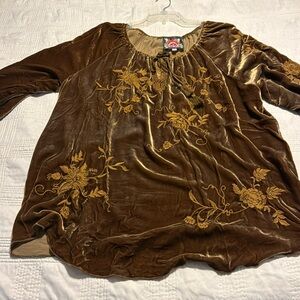Johnny Was velvet pheasant top xl